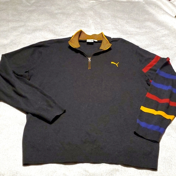 Men's Puma Half Zip Sweater Size XXL Gray Long Sleeve Shirt - Picture 1 of 7